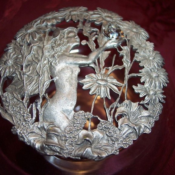 Vintage 1989 Rawcliff Pewter and Glass Potpourri Jar - Picture 1 of 3